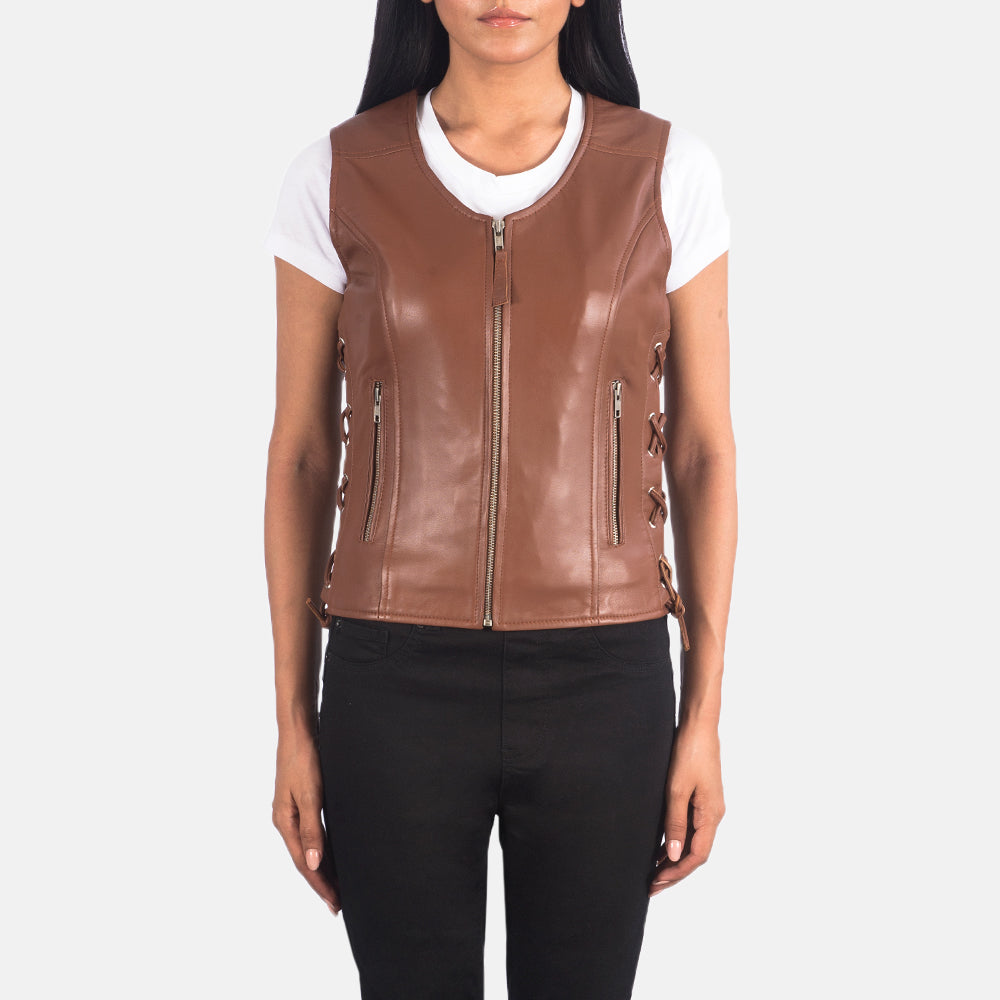 Leather women's vest best sale